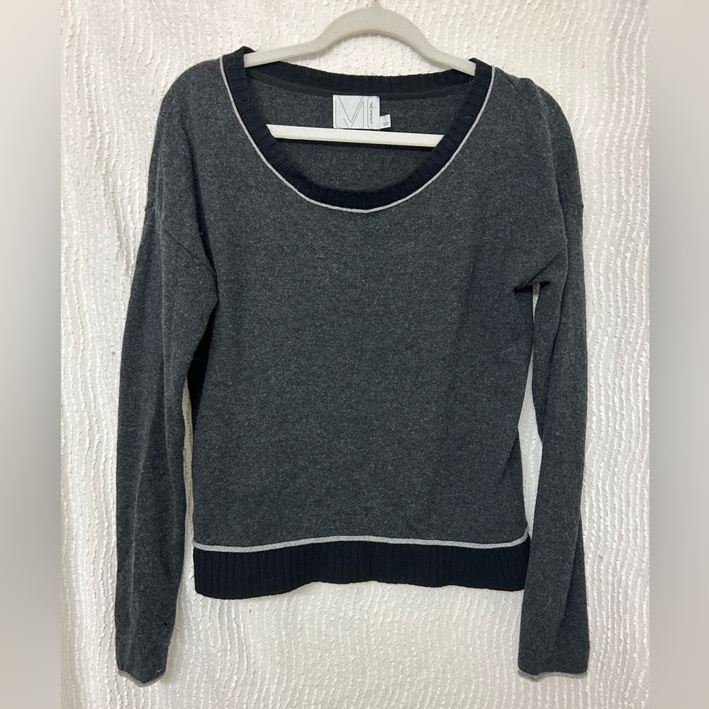 Michael Stars Wool Cashmere Sweater Grey Black Size 1 (Fits Like Small/Medium)